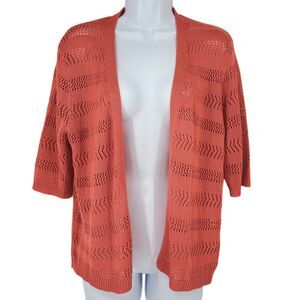 80 Park Coral Open Knit Cardigan Sweater Crochet‎ Pattern Summer Lightweight XL